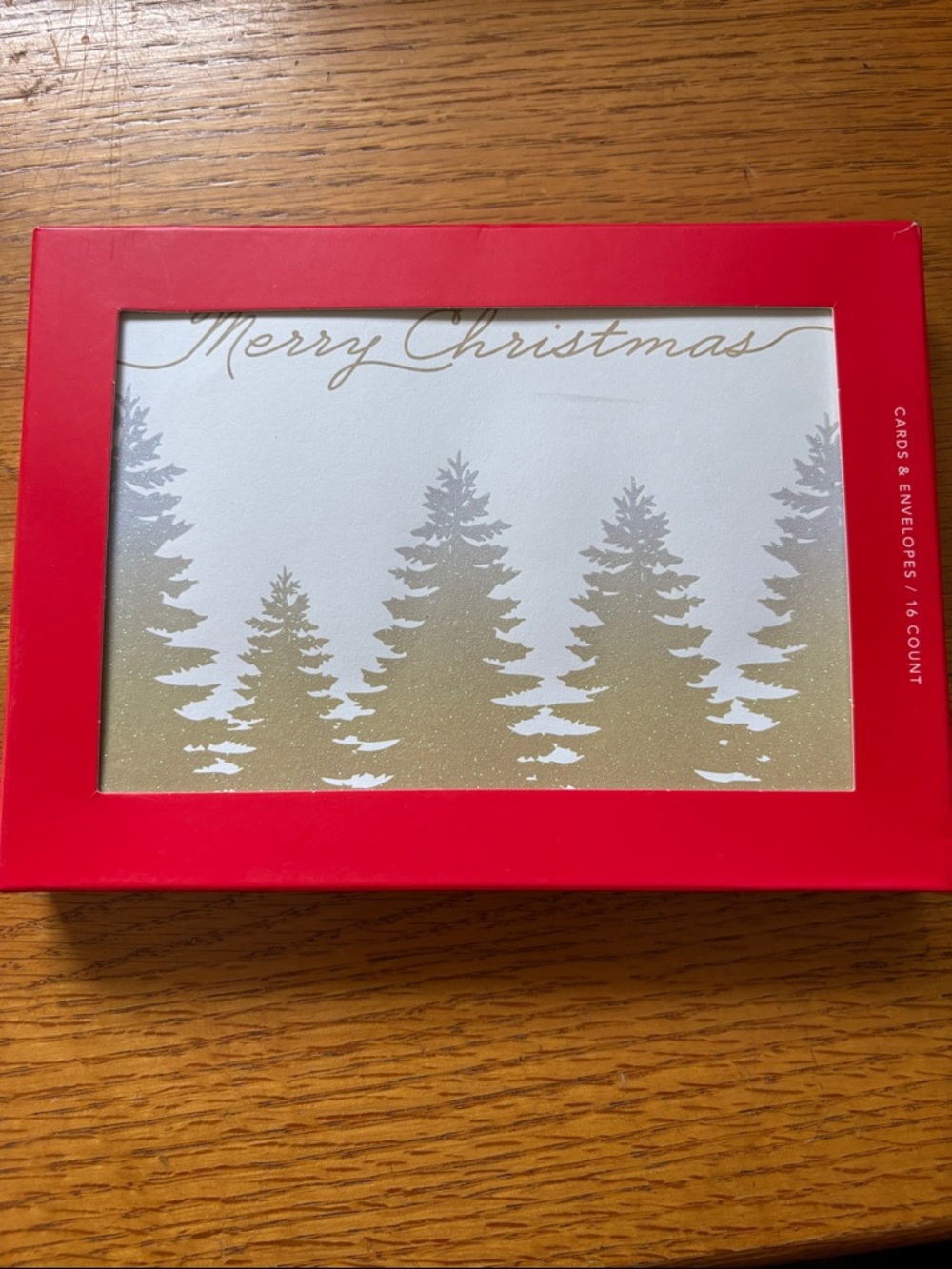 Roobee by Mara-Mi Merry Christmas Gold & White Tree Holiday Card Set in Red Box